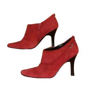 Vintage 80's Cami Red Suede High Heeled Boots Booties Womens Size 7